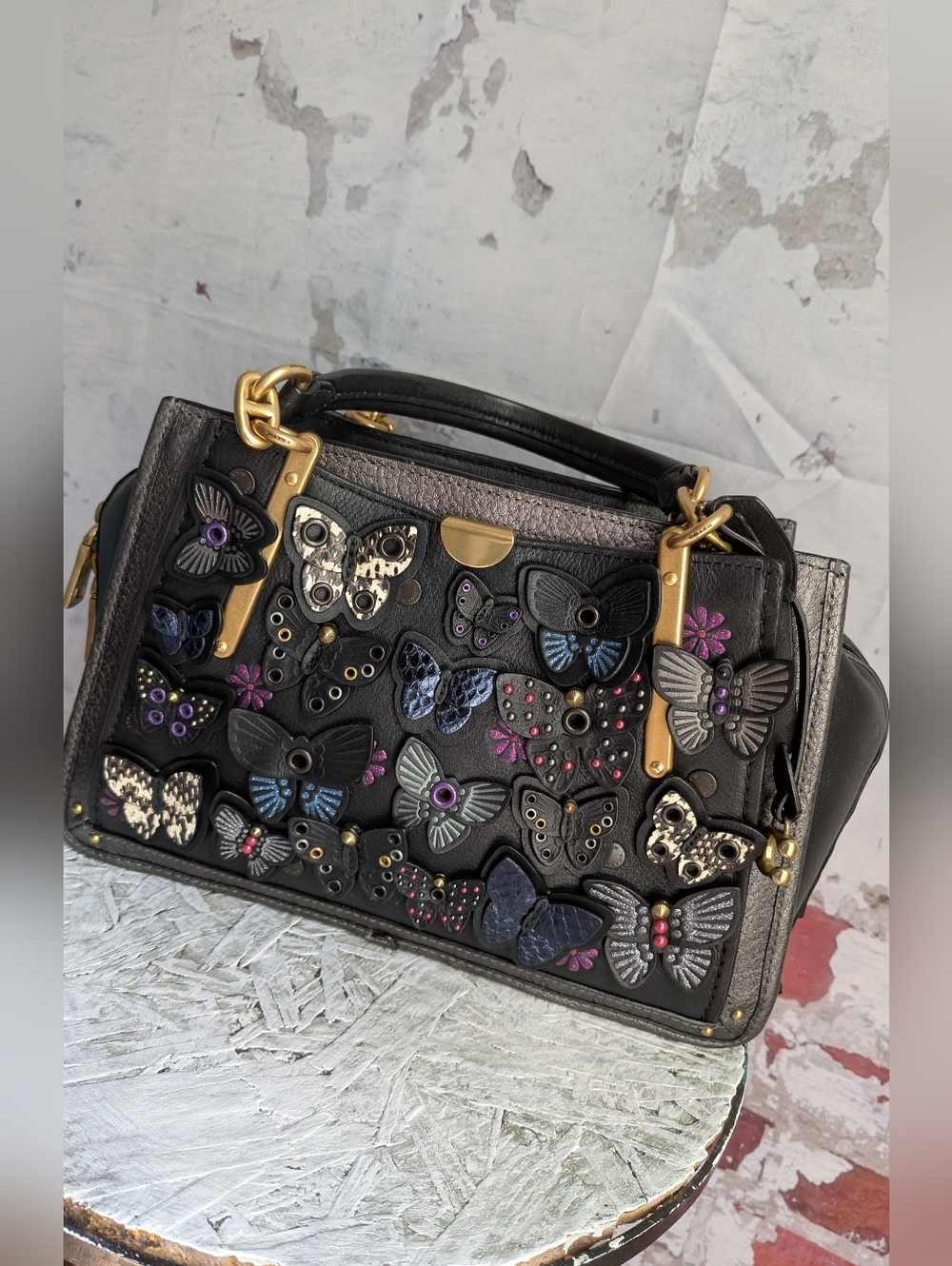 Coach Dreamer Butterfly 🦋 Exotic Snakeskin  Appliques Handbag. - Picture 2 of 16